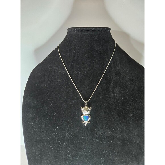 Adult Jewels Silver Tone Necklace Owl Pendant with Blue Cabachon - Picture 1 of 6